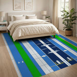 Airport Runway Geometric Area Rug