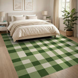 Farmhouse Green Checkered Gingham Area Rug