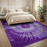 Purple Tie-Dye Swirl Boho Area Rug