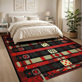 Bold Red Dice Geometric Area Rug