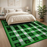 Shamrock Clover Checkered Green Area Rug