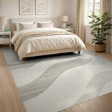 Abstract Grey Wave Grey Area Rug
