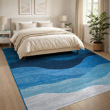 Serene Blue Wave Layers Area Rug