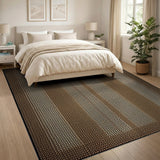 Brown Tan Vertical Stripe Textured Area Rug