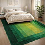 Vibrant Layered Green Geometric Area Rug