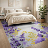 Purple Lavender Blooms and Yellow Sprigs Area Rug