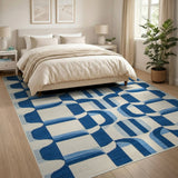 Blue Interlocking Arch Geometric Area Rug