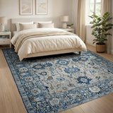 Elegant Blue Persian Floral Area Rug