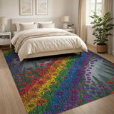 Rainbow Floral Hearts Area Rug