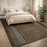 Brown Tan Woven Stripe Area Rug