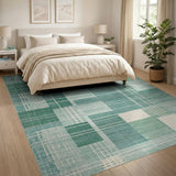 Geometric Modern Teal Geometric Patchwork Area Rug
