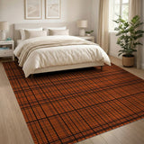 Orange Geometric Modern Bold Orange Black Plaid Area Rug