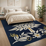 Navy Blue Gold Tree of Life Area Rug