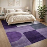 Purple Geometric Modern Purple Gray Geometric Abstract Area Rug