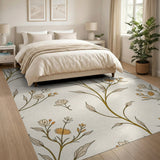 Delicate Beige Wildflower Floral Rug
