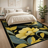 Vivid Yellow Floral Area Rug