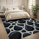 Black Ink Drop Splatter Area Rug