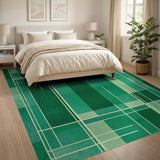 Abstract Green Grid Geometric Area Rug