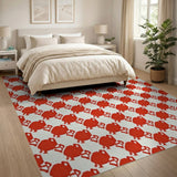 Playful Red Cartoon Frog Area Rug