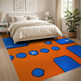 Retro Blue Keyboard Geometric Area Rug