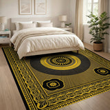 Black Gold Mandala Persian Area Rug
