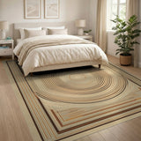 Beige Concentric Circles Geometric Area Rug