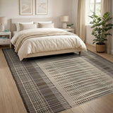 Striped Brown Tan Woven Boho Area Rug