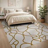 Wavy Gold Abstract Area Rug