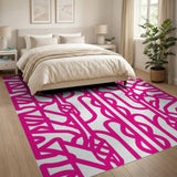 Pink Interwoven Geometric Knot Area Rug