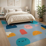 Playful Smiley Clouds Shapes Kids Rug