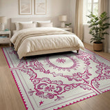 Pink Ornate Pink Floral Vintage Area Rug