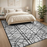 Intricate Black White Geometric Mandala Rug