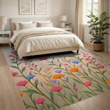 Vibrant Wildflower Meadow Floral Area Rug