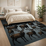 Majestic Stag Deer Herd Area Rug