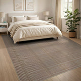 Brown Tan Grid Woven Geometric Area Rug