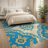 Blue Teal Persian Star Medallion Rug