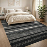 Woven Black and White Black White Striped Woven Area Rug