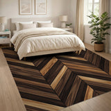 Herringbone Faux Wood Plank Area Rug