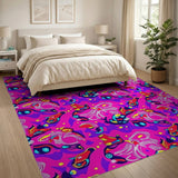 Vibrant Pink Cartoon Bird Scooter Rug