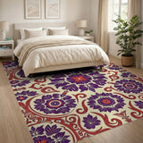 Purple Purple Floral Persian Area Rug