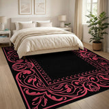 Pink Ornate Floral Frame Area Rug