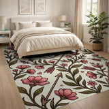 Boho Pink Flowers Arrows Area Rug