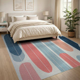 Abstract Geometric Oval Area Rug in Blues Coral