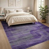 Purple Grey Wavy Distressed Area Rug