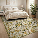 Ivory Gold Floral Persian Beige and Neutral Area Rug