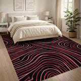 Red Wave Abstract Area Rug