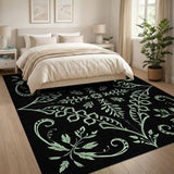 Ornate Mint Green Foliage Area Rug