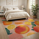Vibrant Orange Citrus Fruit Pattern Rug