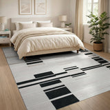 Black White Geometric Stripe No. 2 Area Rug