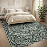 Ornate Teal Mandala Persian Rug